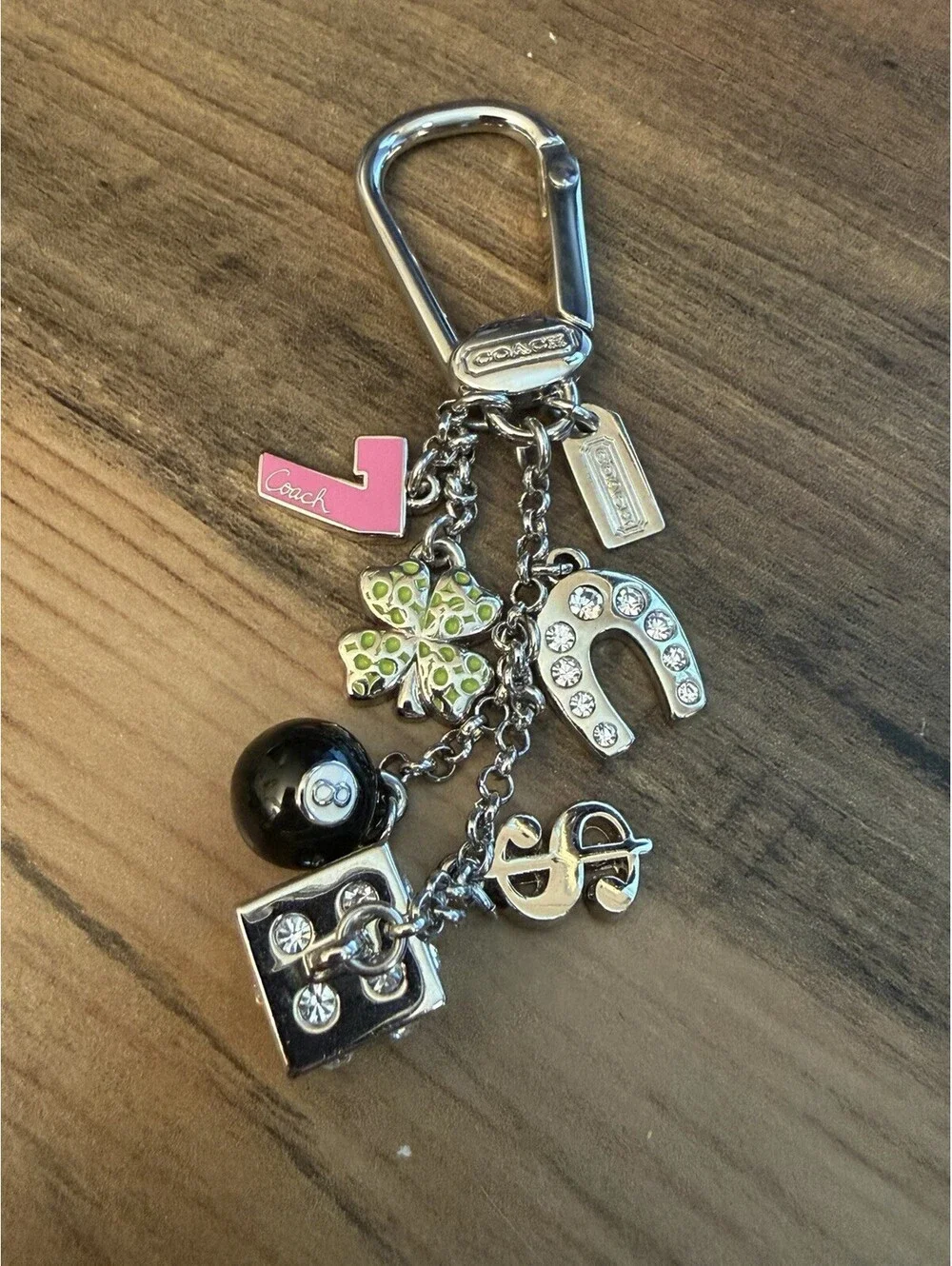 Coach Lucky Charm Mix Key Fob Keychain Bag Dice Horseshoe Clover 8 Ball $ #7